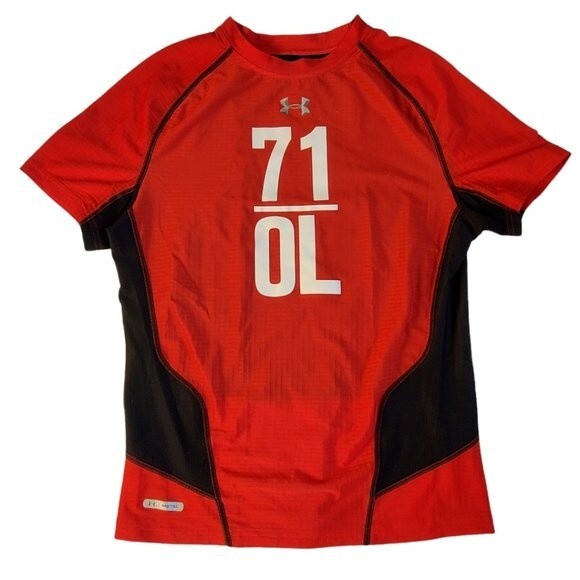 Under Armour Metal red black white 71 OL short sleeve top sz XL - Picture 1 of 11